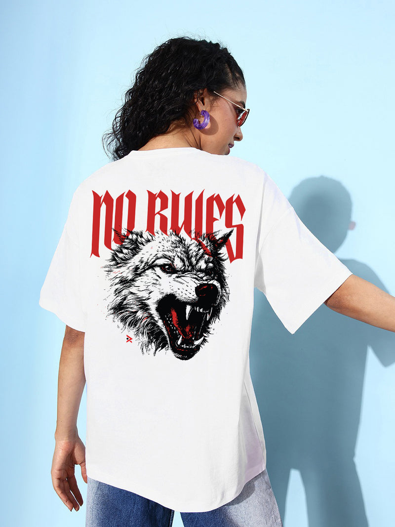 No Rules : Urban Oversized Tee| Made from Premium Cotton | Unisex Fit | White