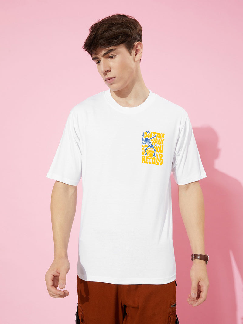 Don't Run Away:Urban Oversized Tee | Made with Premium Terry Cotton 240 GSM | Unisex Fit | White