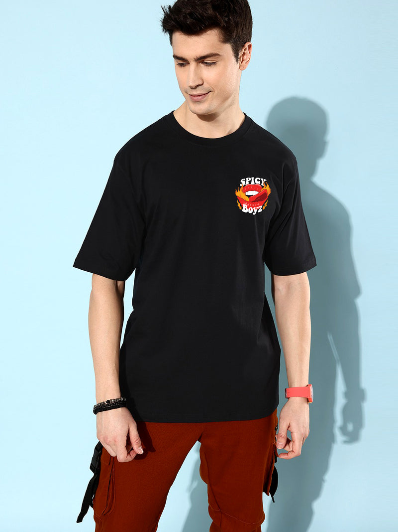 Spicy Boyz : Urban Oversized Tee| Made from Premium Cotton | Specially Made For Men| Black