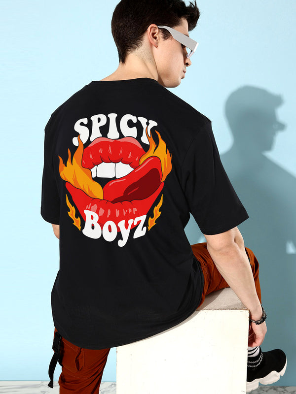 Spicy Boyz : Urban Oversized Tee| Made from Premium Cotton | Specially Made For Men| Black