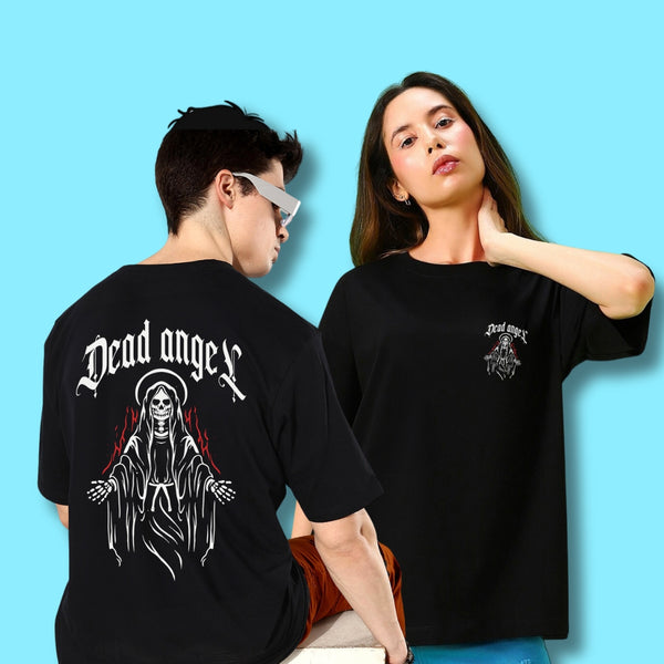 Dead Angel : Urban Oversized Tee| Made from Cotton | Unisex Fit | Black