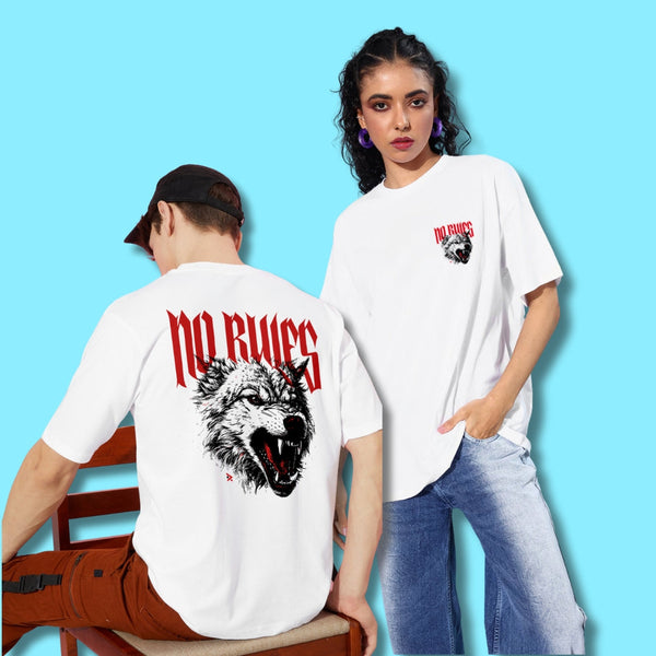 (BOGO) No Rules : Urban Oversized Tee| Made from Premium Cotton | Unisex Fit | White